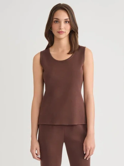 Misook Double Scoop Neck Mylana Knit Tank In Brown
