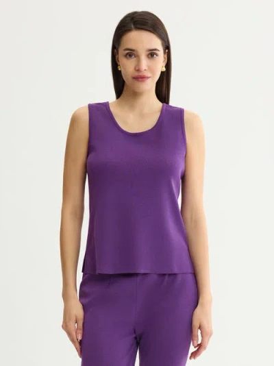 Misook Double Scoop Neck Mylana Knit Tank In Purple