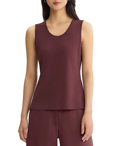 Misook Double Scoop Neck Mylana Knit Tank In Burgundy
