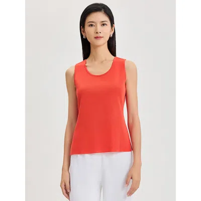 Misook Double Scoop Neck Mylana Knit Tank In Orange