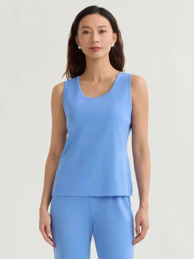 Misook Double Scoop Neck Mylana Knit Tank In Blue