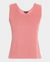 Misook Double Scoop-neck Tank In Pink