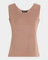 Misook Double Scoop-neck Tank In Brown