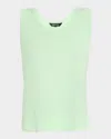 Misook Double Scoop-neck Tank In Green