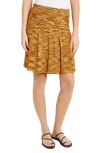 Misook Pleated A-line Tweed Knit Mini Skirt In Ochre/ Bk/ Mul