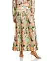 Misook Floral Pleated Maxi Skirt In Clover/green