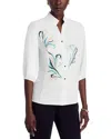 Misook Floral Embroidered Button-up Shirt