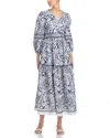 Misook Embroiderd Floral Cotton Maxi Dress