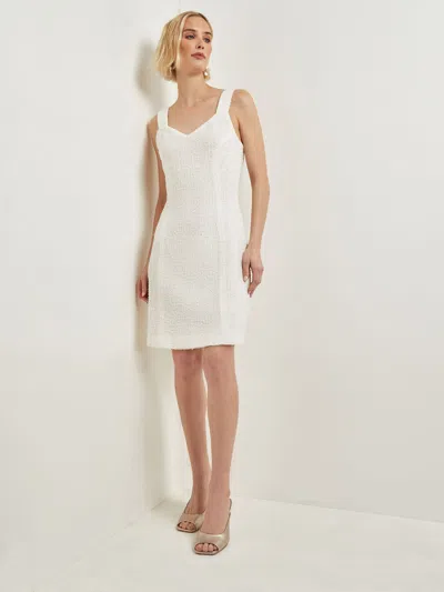 Misook Eyelash Boucle Princess Seam Sheath Dress In New Ivory