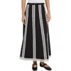 Misook Eyelet-trim Woven Twill Midi Skirt In Black/ White