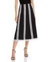 Misook Eyelet Trim A Line Skirt In Black/white