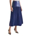 Misook Faux Leather Accordion Pleat Maxi Skirt In Starry Night Blue