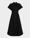 Misook Button-up Cotton Midi Dress In Blue