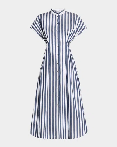 MISOOK FIT-&-FLARE COTTON BUTTON-FRONT MIDI DRESS - MODERN FIT