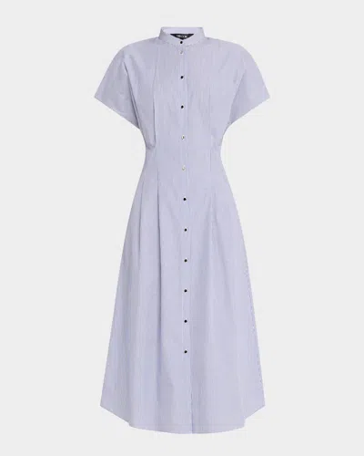 MISOOK FIT-&-FLARE COTTON BUTTON-FRONT MIDI DRESS - MODERN FIT