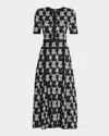 Misook Fit-&-flare Midi Dress - Modern Fit In Black/white