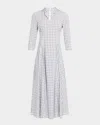 Misook Fit-&-flare Plaid Cotton Maxi Dress