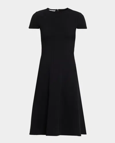 Misook Fit-&-flare Stretch Ponte Dress In Black