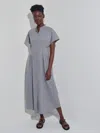 Misook Button-up Cotton Midi Dress In Blue