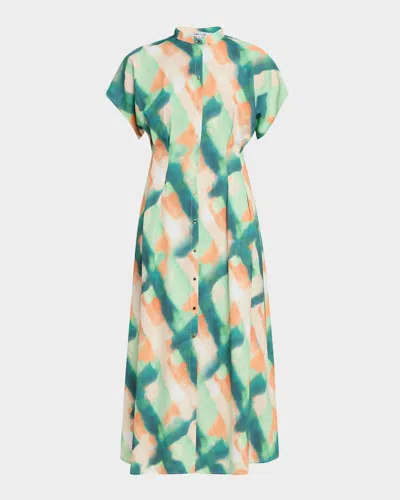 Misook Fit & Flare Crepe De Chine Maxi Shirtdress