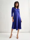 Misook Pleated Crepe De Chine Midi Dress In Multi