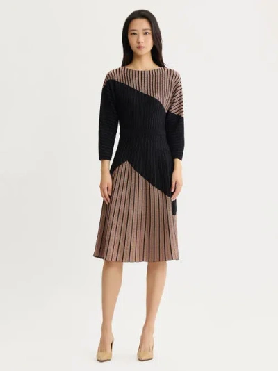 Misook Fit & Flare Dolman Sleeve Soft Knit Midi Dress In Brown