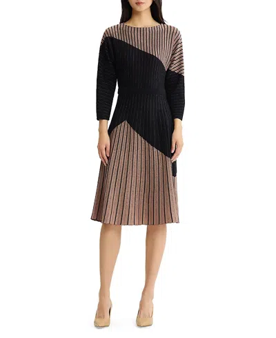 Misook Fit & Flare Dolman Sleeve Soft Knit Midi Dress In Charmeuse/black