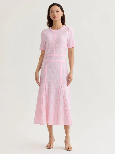 Misook Fit & Flare Intarsia Knit Maxi Dress In Pink