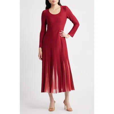 Misook Fit & Flare Long Sleeve Dress In Red