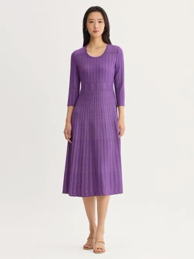 Misook Fit & Flare Multi Stitch Soft Knit Maxi Dress In Purple