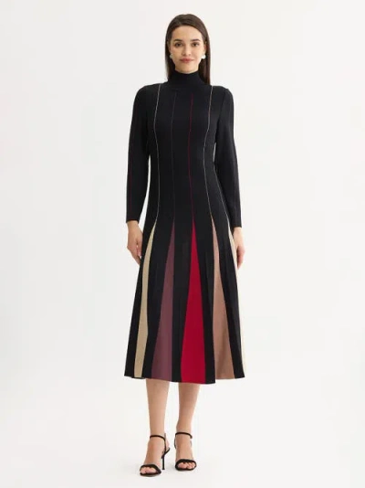 Misook Fit & Flare Multi-color Soft Knit Maxi Dress