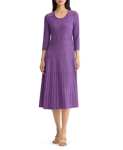 Misook Fit & Flare Multi-stitch Soft Knit Maxi Dress In Fresh Purple/biscotti