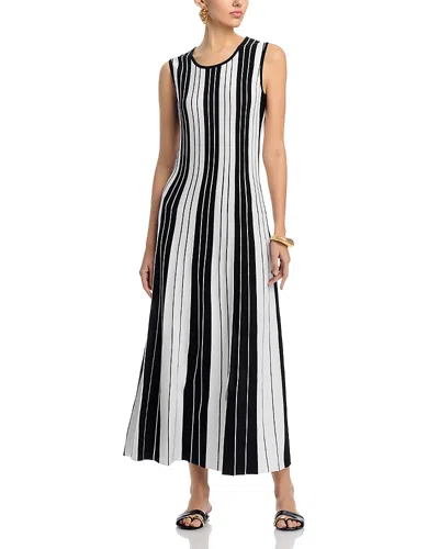 Misook Fit And Flare Striped Maxi Dress In Black/white