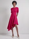 Misook Fit & Flare Tonal Textured Asymmetrical Knit Dress - Modern Fit In Multi