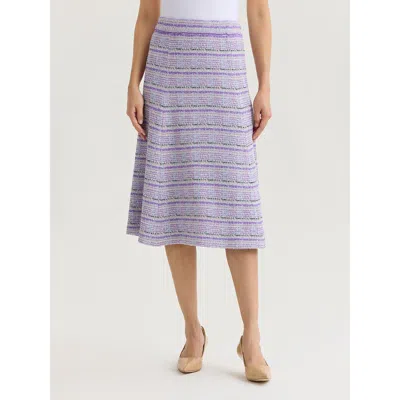Misook Flared Plaid Tweed Knit Midi Skirt In Gray
