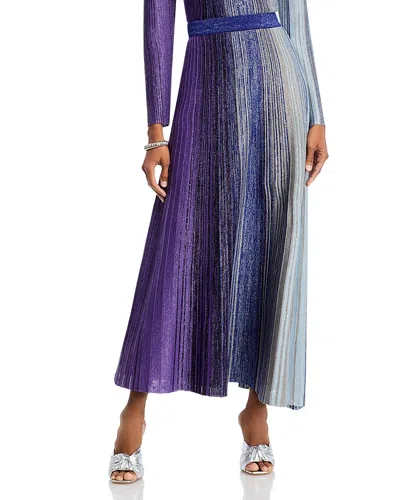 Misook Flared Shimmer Knit Maxi Skirt In Starry Night/blue/black/multi