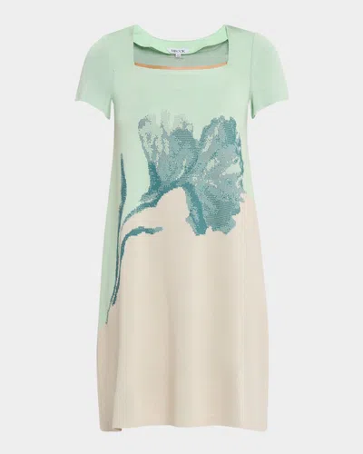 Misook Floral Jacquard Knit Knee-length A-line Dress