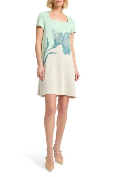Misook Floral Jacquard Minidress