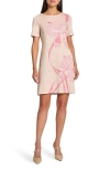 Misook Floral Jacquard Shift Dress In Biscotti Multi