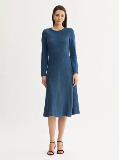 Misook Floral Pane Soft Knit Maxi Dress In Blue