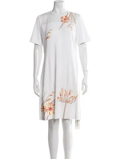 Pre-owned Misook Floral Print Knee-length Dress W/ Tags In White