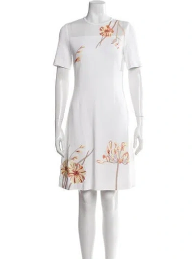 Pre-owned Misook Floral Print Knee-length Dress W/ Tags In White