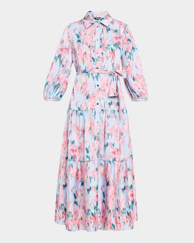 Misook Floral-print Crepe De Chine Tiered Maxi Dress