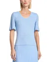Misook Heritage Flutter Sleeve Rib Top In Arctic