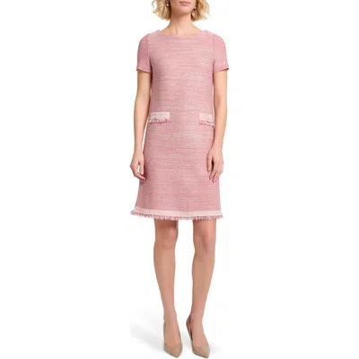 Misook Fring Melange Shift Dress In Pink