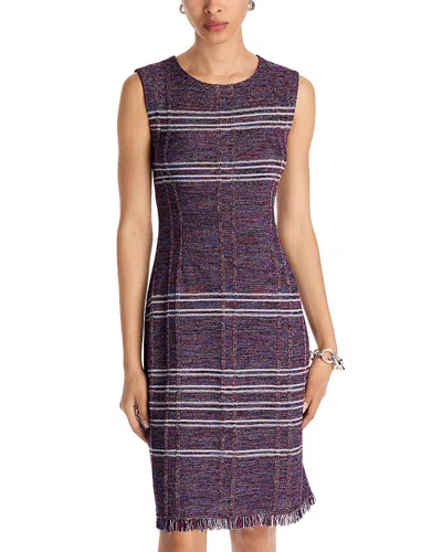 Misook Fringe Hem Sheath Dress In Purple