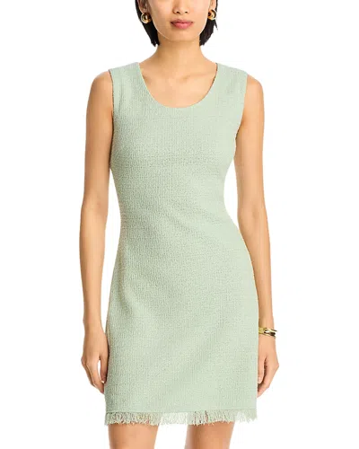 Misook Fringe Trim A Line Dress In Green