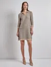 Misook Fringe Trim Intarsia Knit Shift Dress In Multi