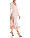 Misook Bracelet Sleeve Jacquard Midi Wrap Dress In Porcelain Pink