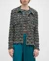 MISOOK FRINGE-TRIM TWEED KNIT HERITAGE JACKET